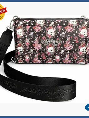 Faux Leather Crossbody Wallet with Adjustable Strap and Multiple Compartments